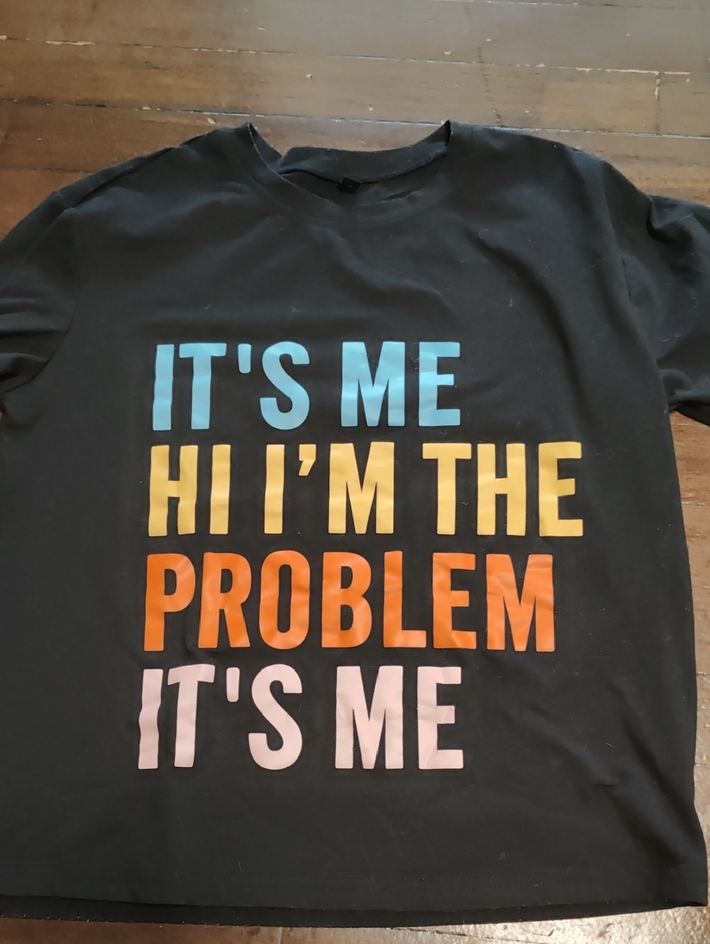 Men's Black Short-Sleeve Graphic Tee with Multicolor Lettering